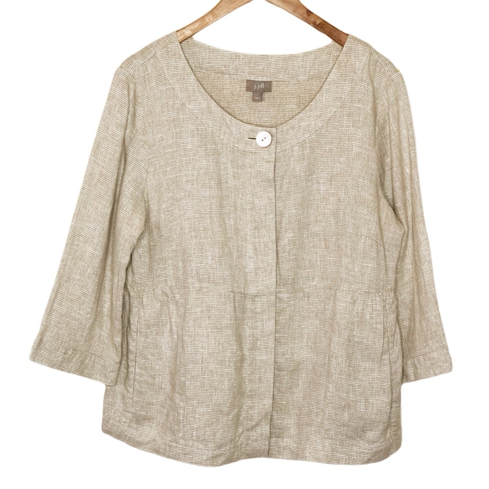 J. Jill Tan Metallic Linen Jacket Size Large